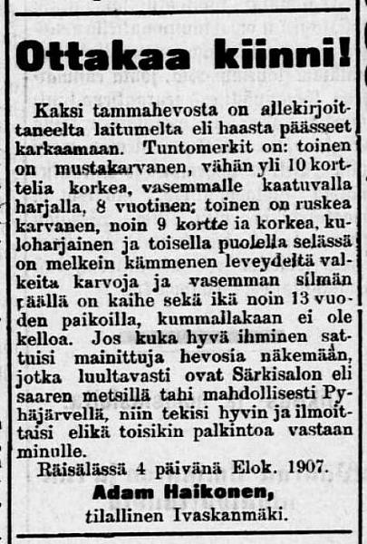 ilmoitus 1907
